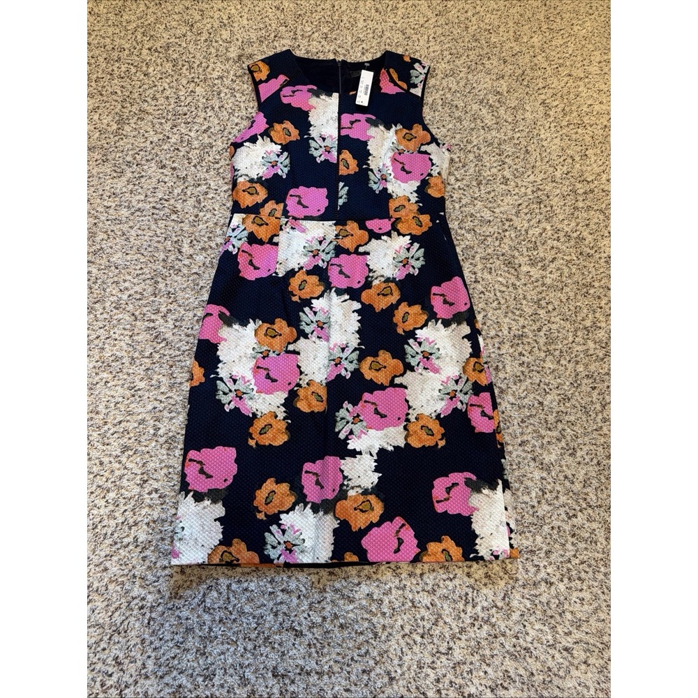 J. Crew  New Floral Dress Multicolor Lined Sz 12 Knee Length Lined Cotton Blend